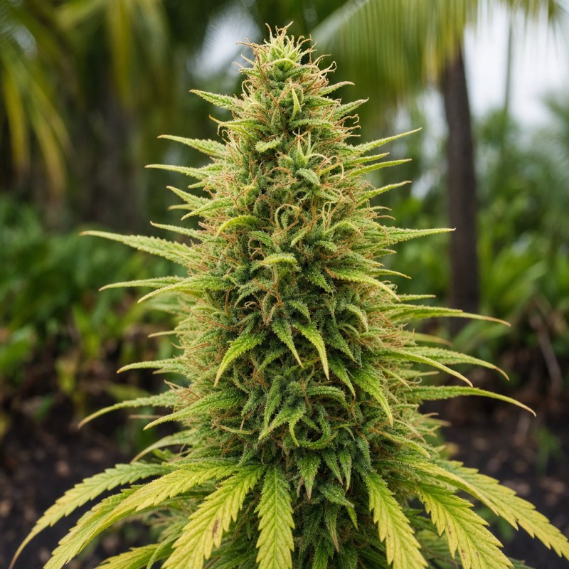 Outdoor macro photograph of the Stardawg flower on a living plant