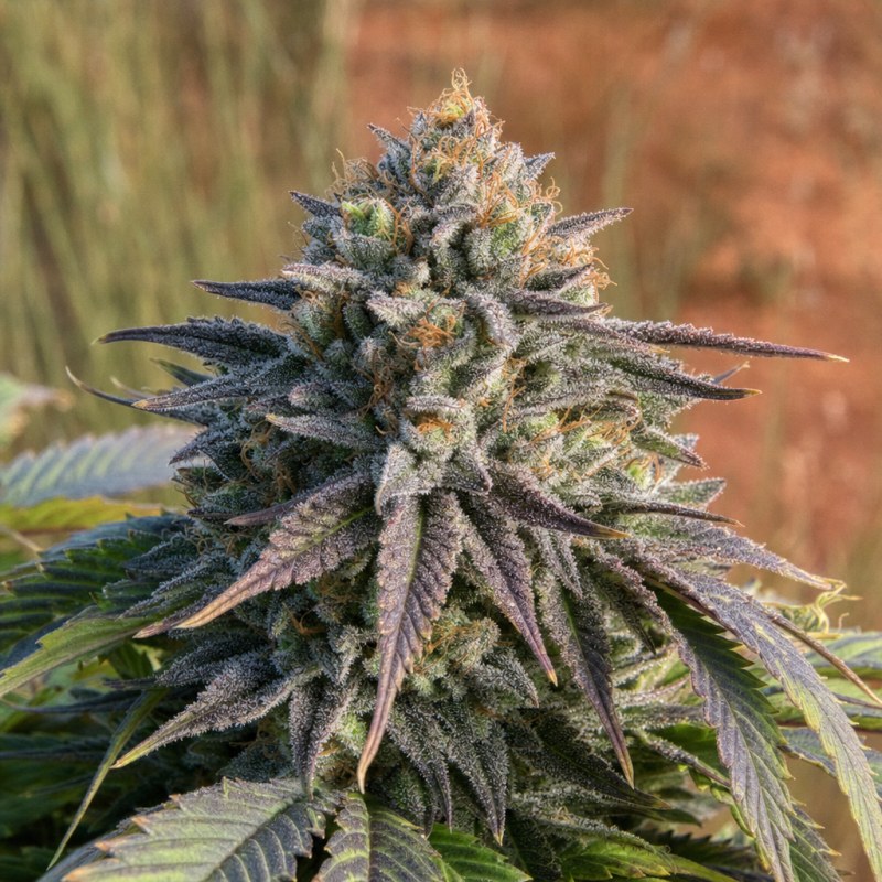 Outdoor macro photograph of the White Widow Regular flower on a living plant