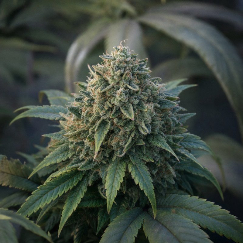 Outdoor macro photograph of the Big Bud Auto flower on a living plant