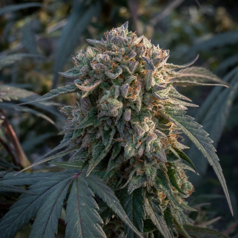 Outdoor macro photograph of the Ape Shit flower on a living plant
