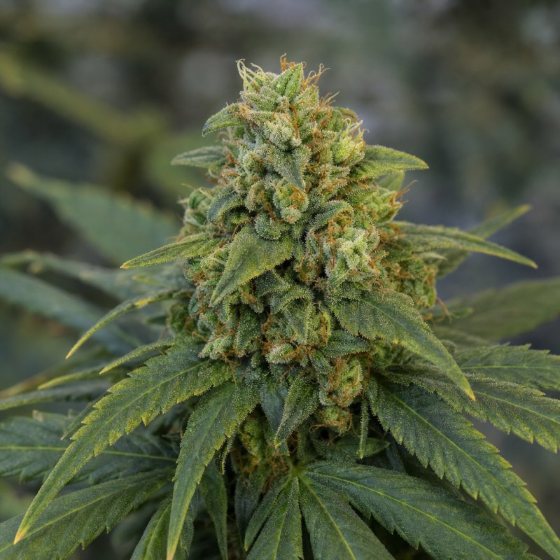Outdoor macro photograph of the Diesel Auto flower on a living plant