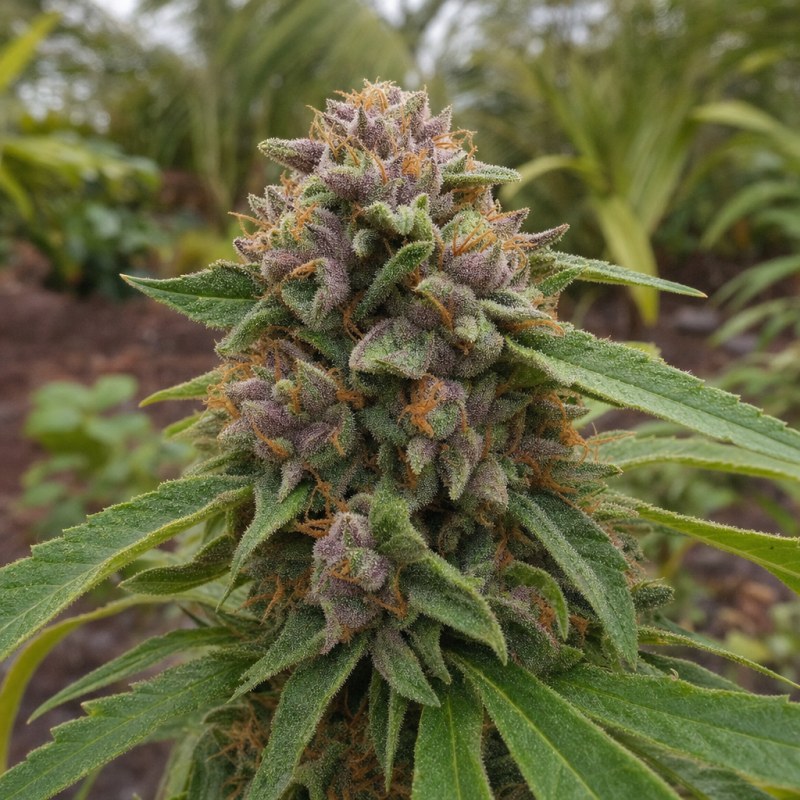 Outdoor macro photograph of the Blueberry Cheesecake flower on a living plant
