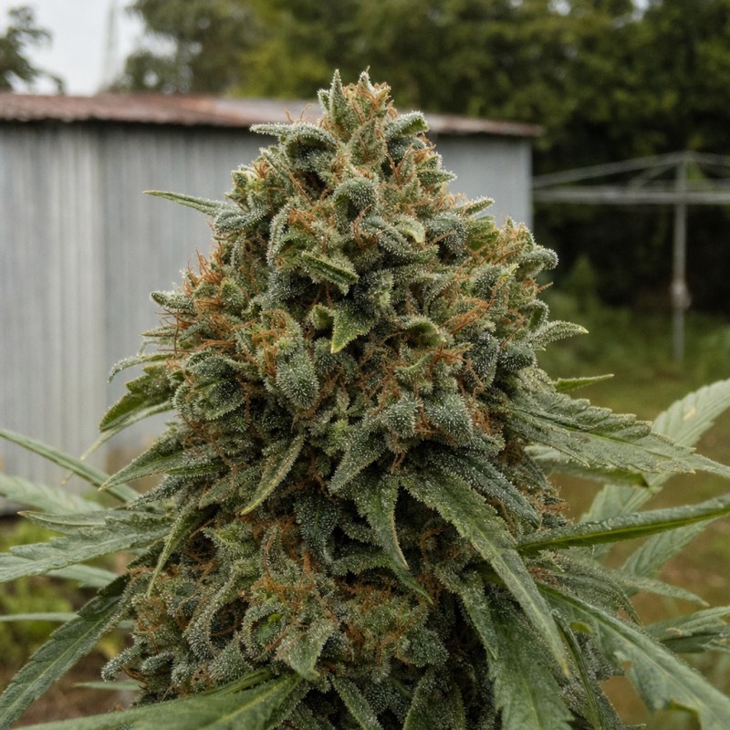 Outdoor macro photograph of the Chem Scout flower on a living plant