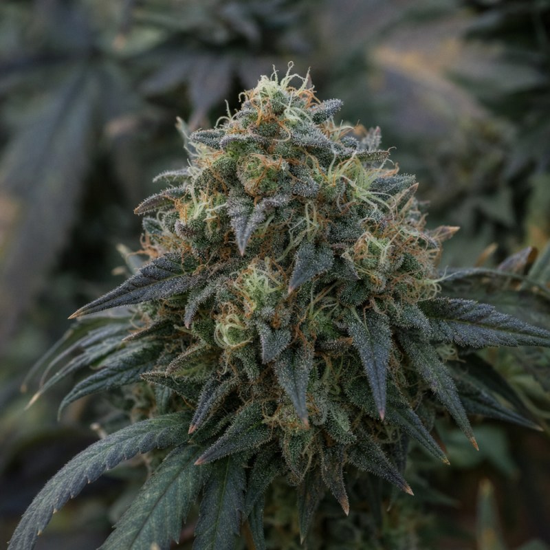 Outdoor macro photograph of the Colorado Bubba flower on a living plant