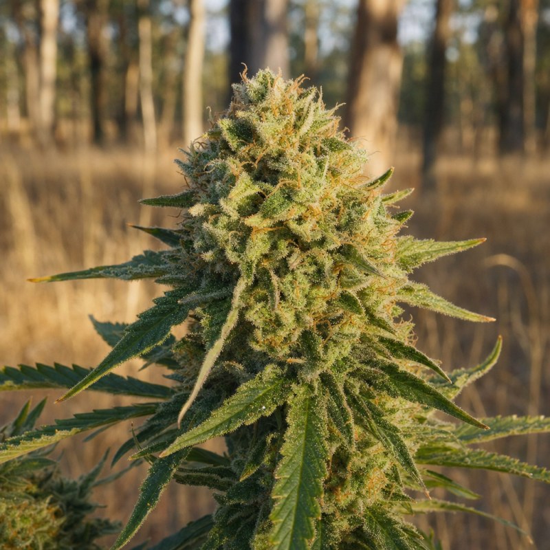 Outdoor macro photograph of the Diesel Duff flower on a living plant