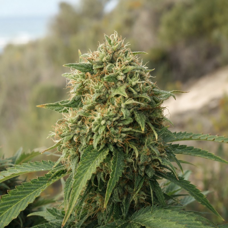Outdoor macro photograph of the Dynamite flower on a living plant