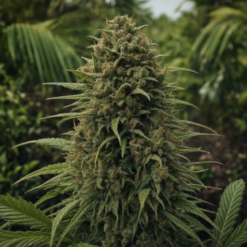 Outdoor macro photograph of the God Bud flower on a living plant