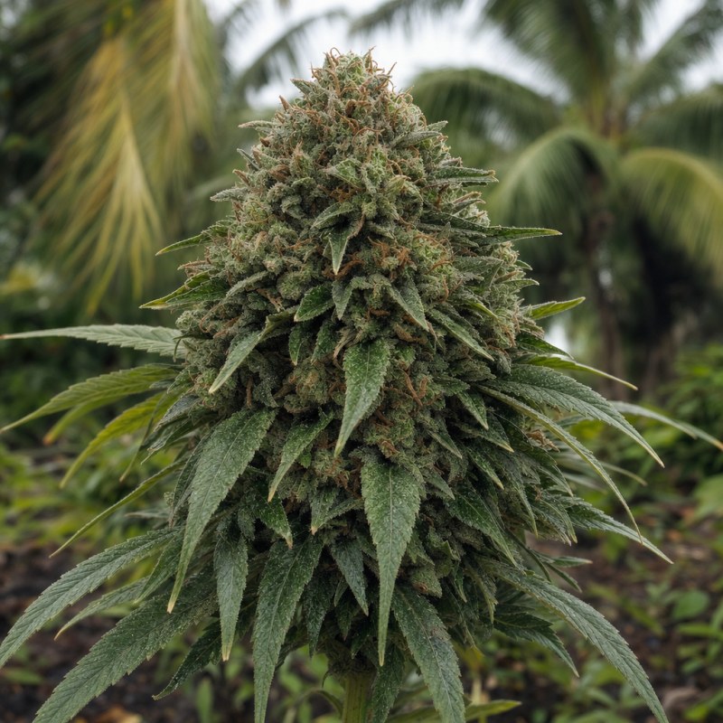 Outdoor macro photograph of the Laughing Buddha flower on a living plant