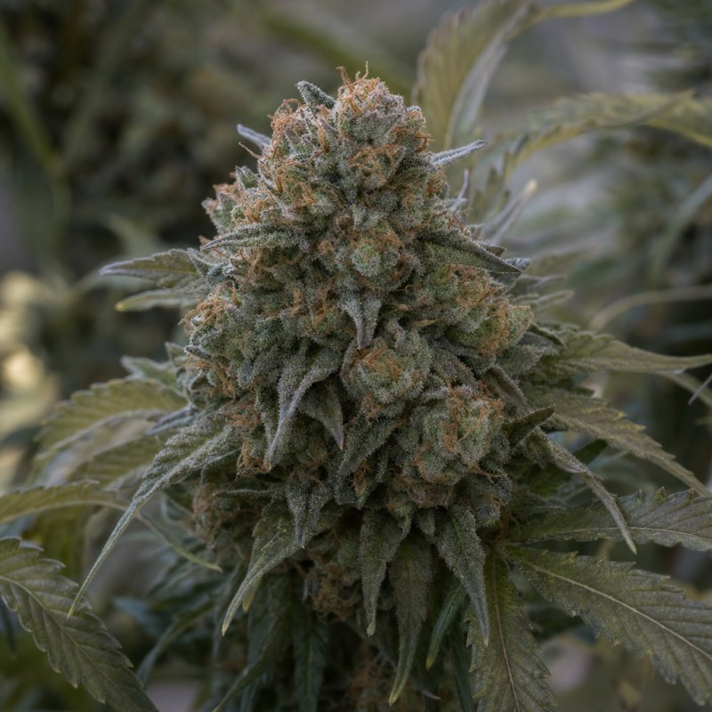 Outdoor macro photograph of the Afghani flower on a living plant