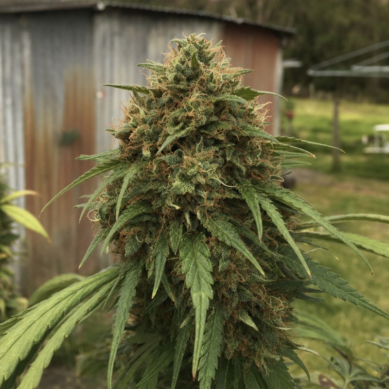 Outdoor macro photograph of the Moonshine Haze flower on a living plant