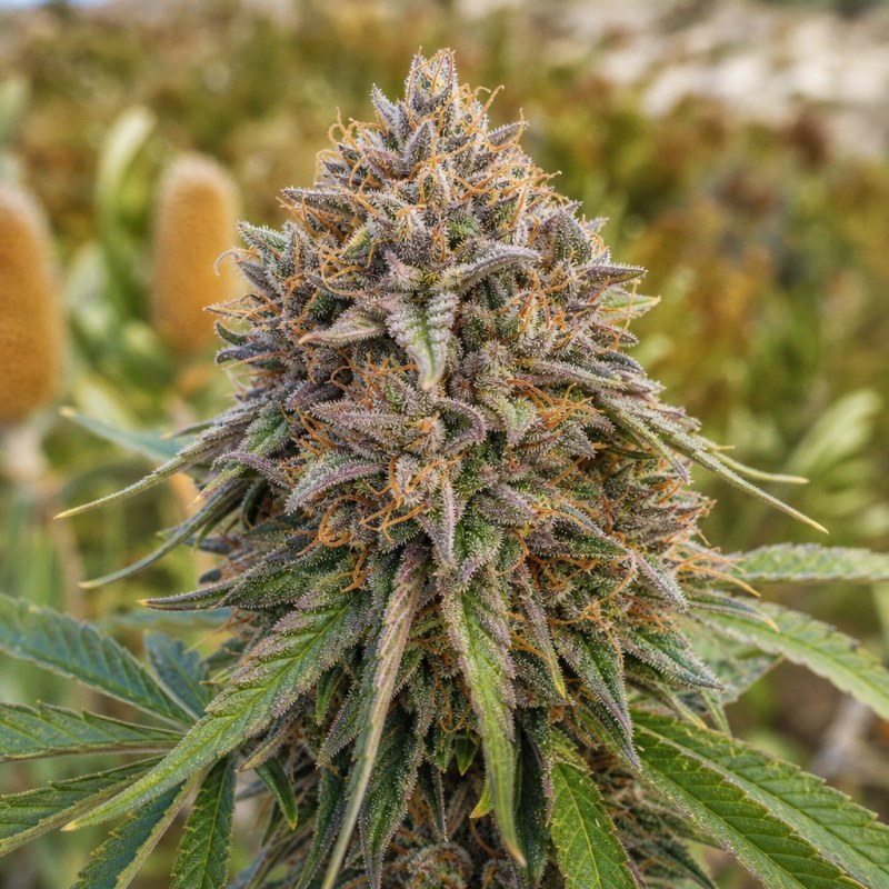 Outdoor macro photograph of the Turbo Mind Warp flower on a living plant