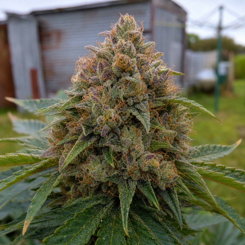 Outdoor macro photograph of the X-Files flower on a living plant