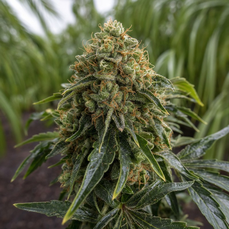 Outdoor macro photograph of the Peanut Butter Breath flower on a living plant