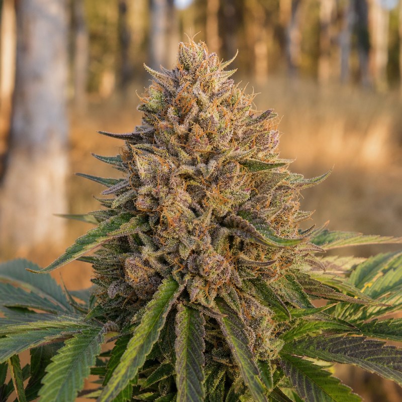 Outdoor macro photograph of the Blue Diesel flower on a living plant