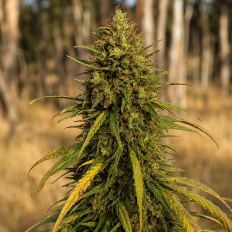Outdoor macro photograph of the Jet Fuel flower on a living plant
