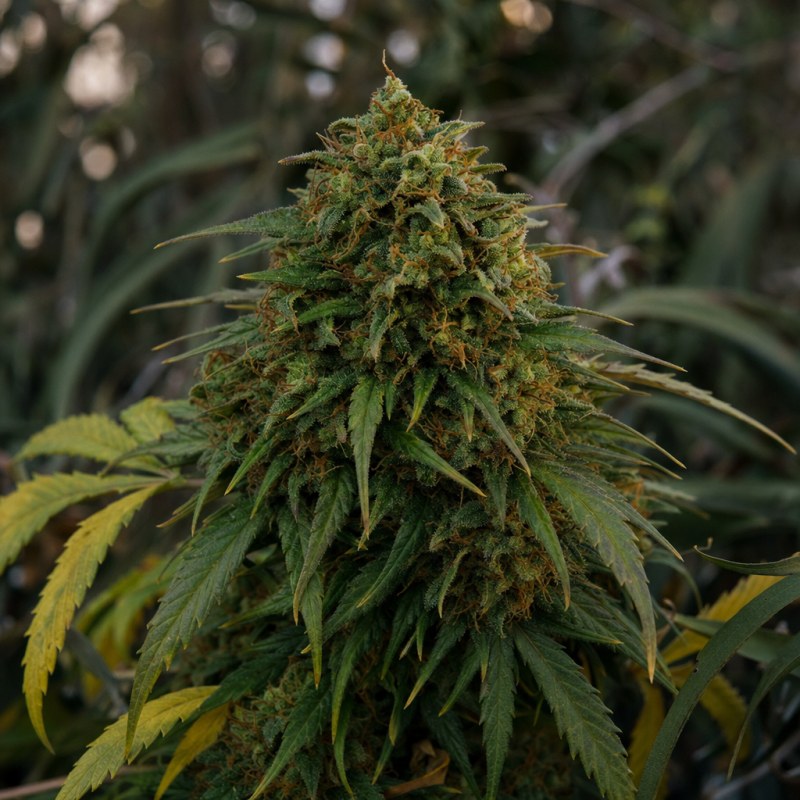 Outdoor macro photograph of the Death Star flower on a living plant