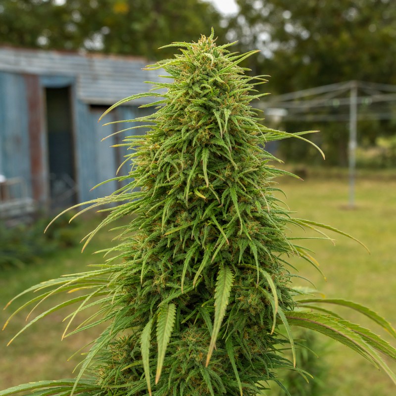 Outdoor macro photograph of the Agent Orange flower on a living plant