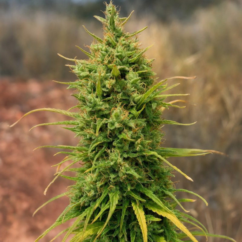 Outdoor macro photograph of the Lemon Skunk flower on a living plant