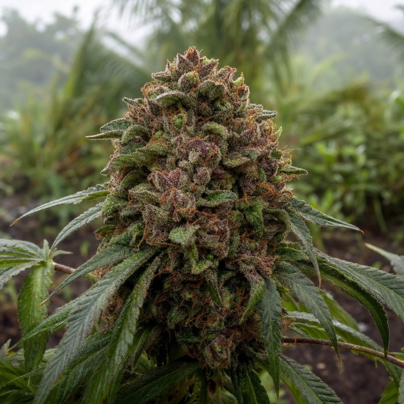 Outdoor macro photograph of the Sexxpot flower on a living plant