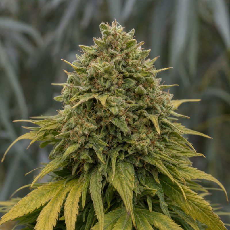 Outdoor macro photograph of the Glookies Auto flower on a living plant