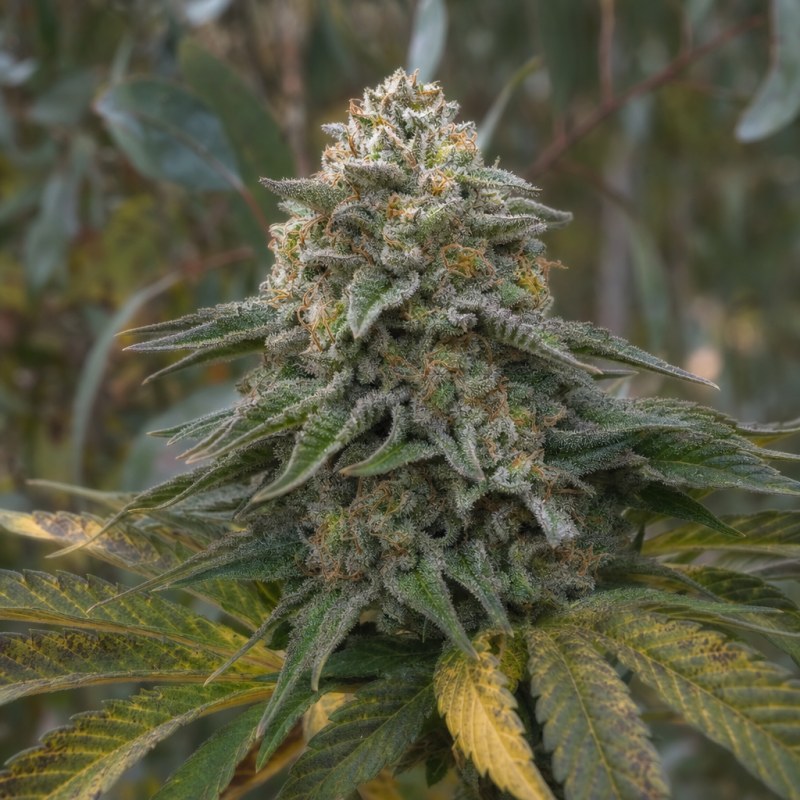 Outdoor macro photograph of the Permanent Marker Auto flower on a living plant