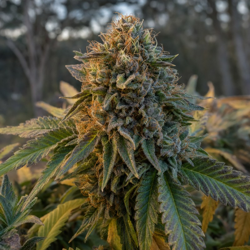 Outdoor macro photograph of the Cookies and Cream flower on a living plant