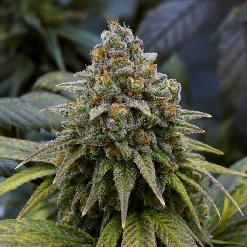 Outdoor macro photograph of the Lemon Cherry Gelato Auto flower on a living plant