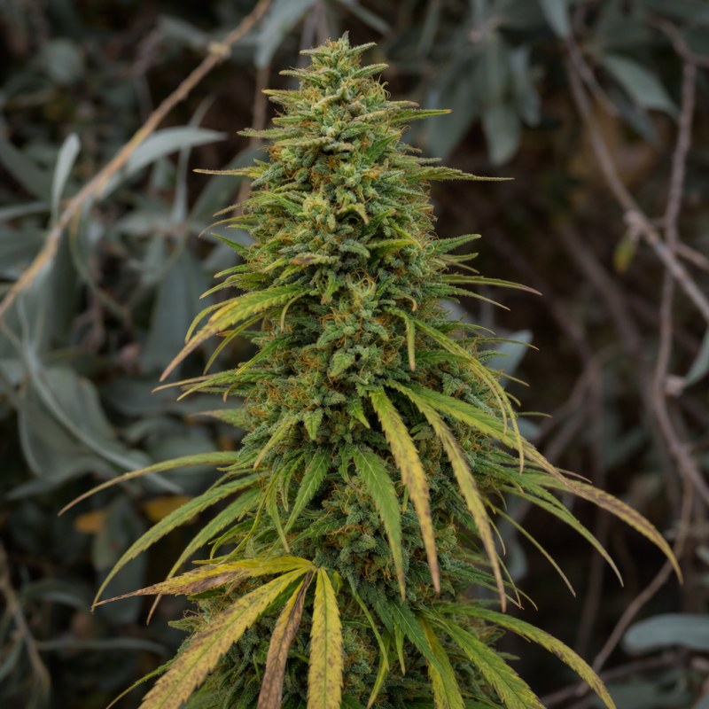 Outdoor macro photograph of the Jack Widow flower on a living plant