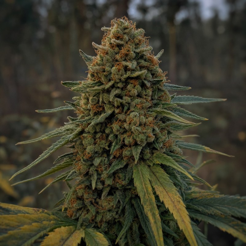 Outdoor macro photograph of the CBD Zero flower on a living plant