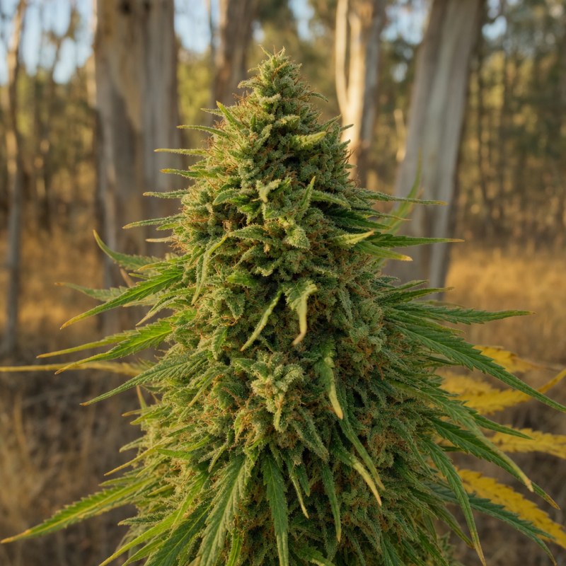 Outdoor macro photograph of the Oregon Underdawg flower on a living plant