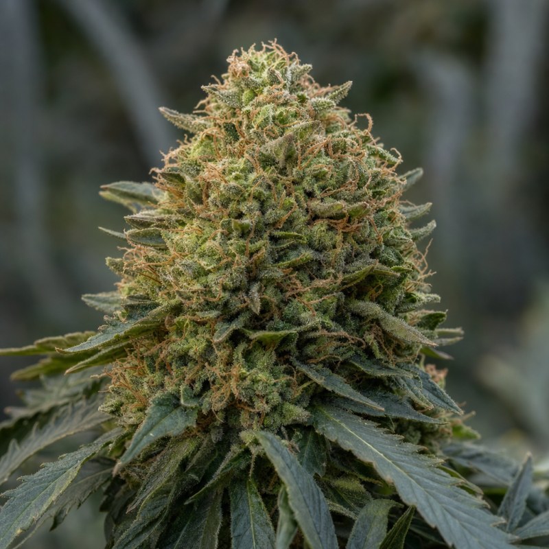 Outdoor macro photograph of the Girl Scout Cookies flower on a living plant