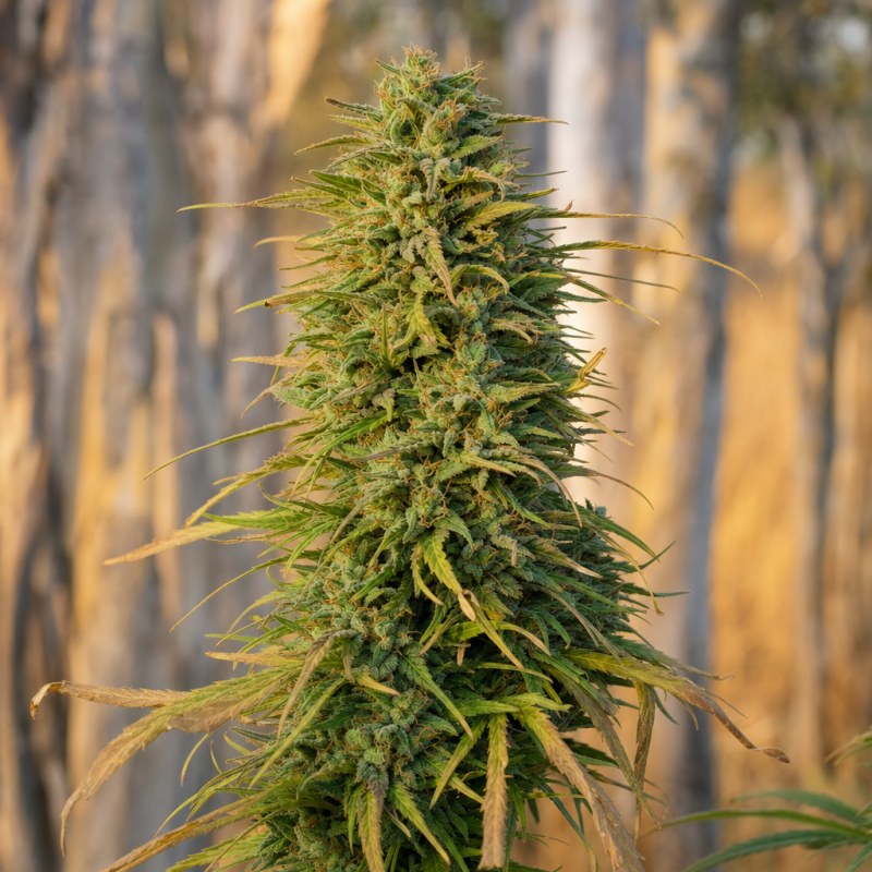 Outdoor macro photograph of the Acapulco Gold flower on a living plant